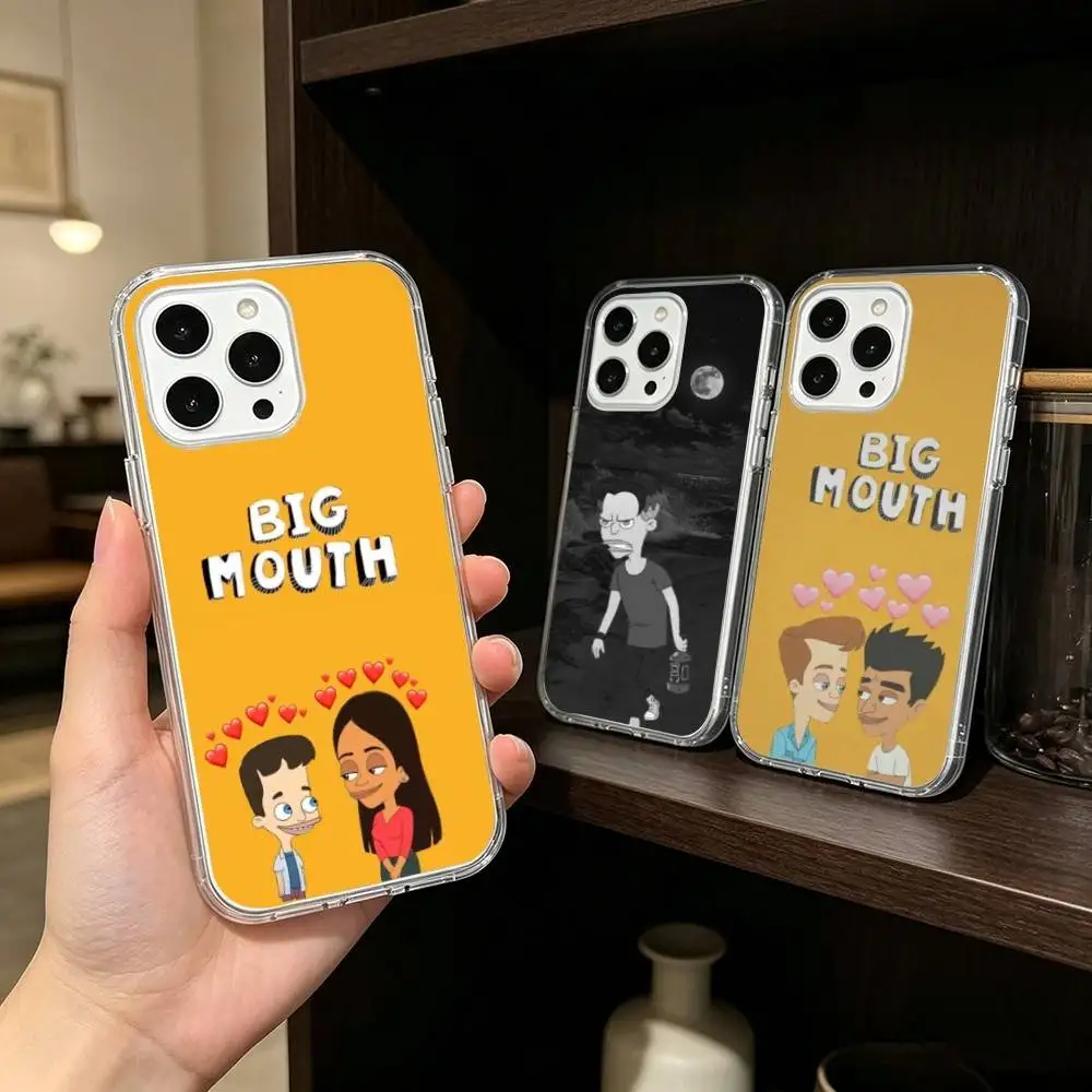 

cartoon B-Big M-Mouth Phone Case For iPhone 17 16 15 14 13 12 11 Mini Pro Max Plus Transparent Cover