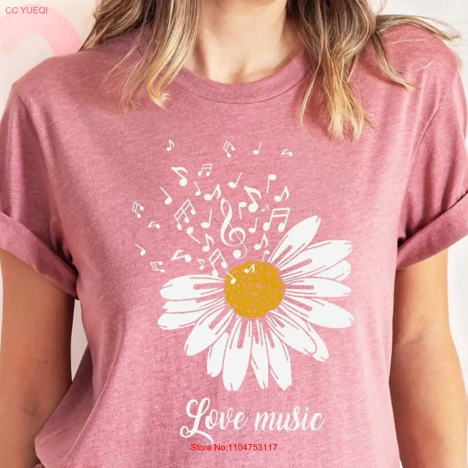 Musical Notes T Shirt Daisy Music Love Note Teacher Cute vintage Washed streetwear Breathable graphic designer clothes