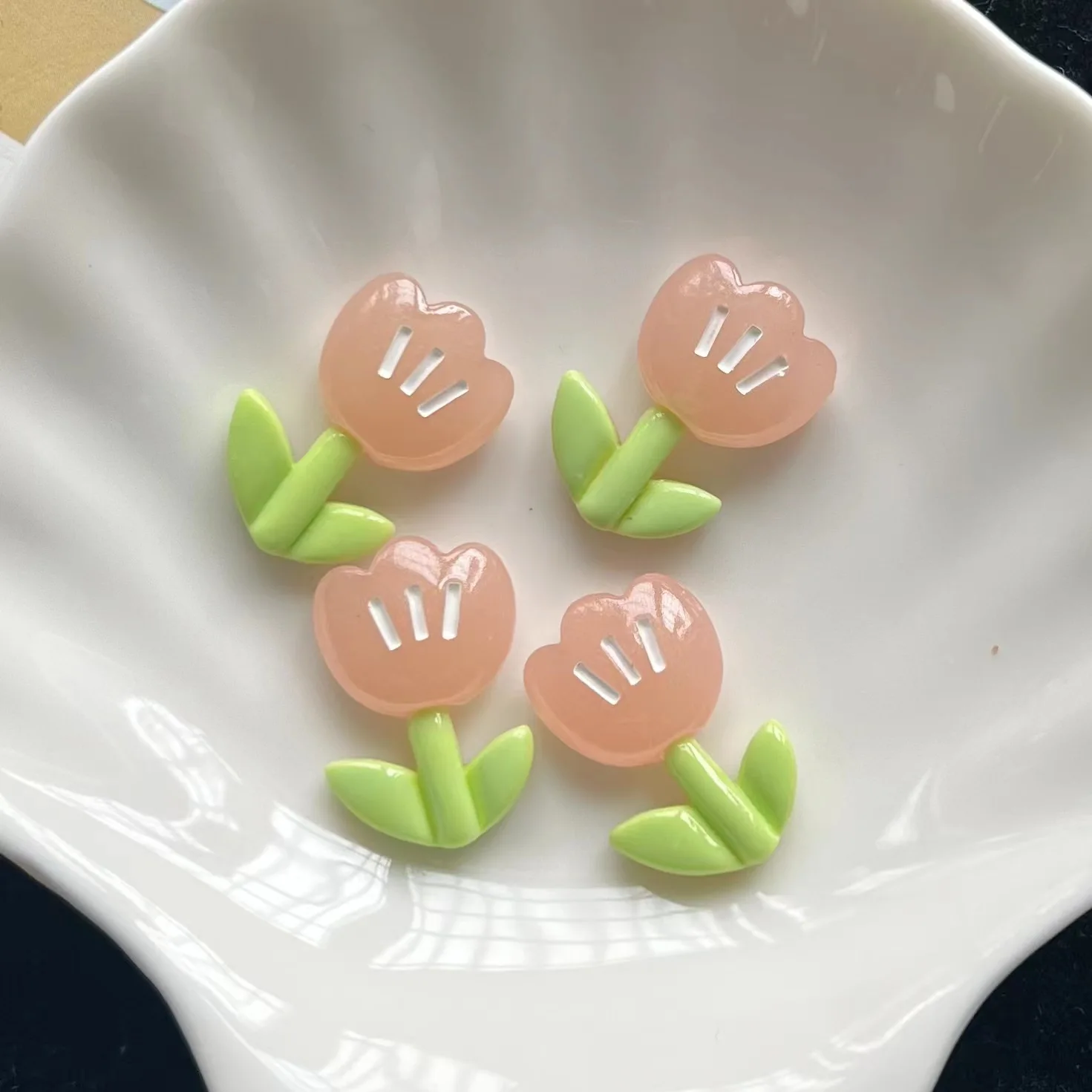 5 buah miniso seri bunga kartun resin cabochons pipih diy bahan kerajinan perhiasan membuat pesona