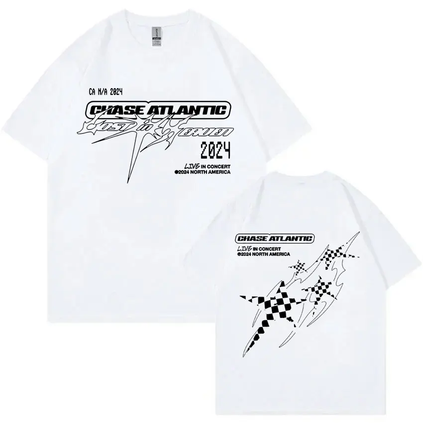 Koszulki zespołu rockowego Chase Atlantic Lost in Europe and UK Tour Męskie Koszulki Hip Hop Vintage Oversized Bawełniane Koszulki Gotycka Odzież Uliczna
