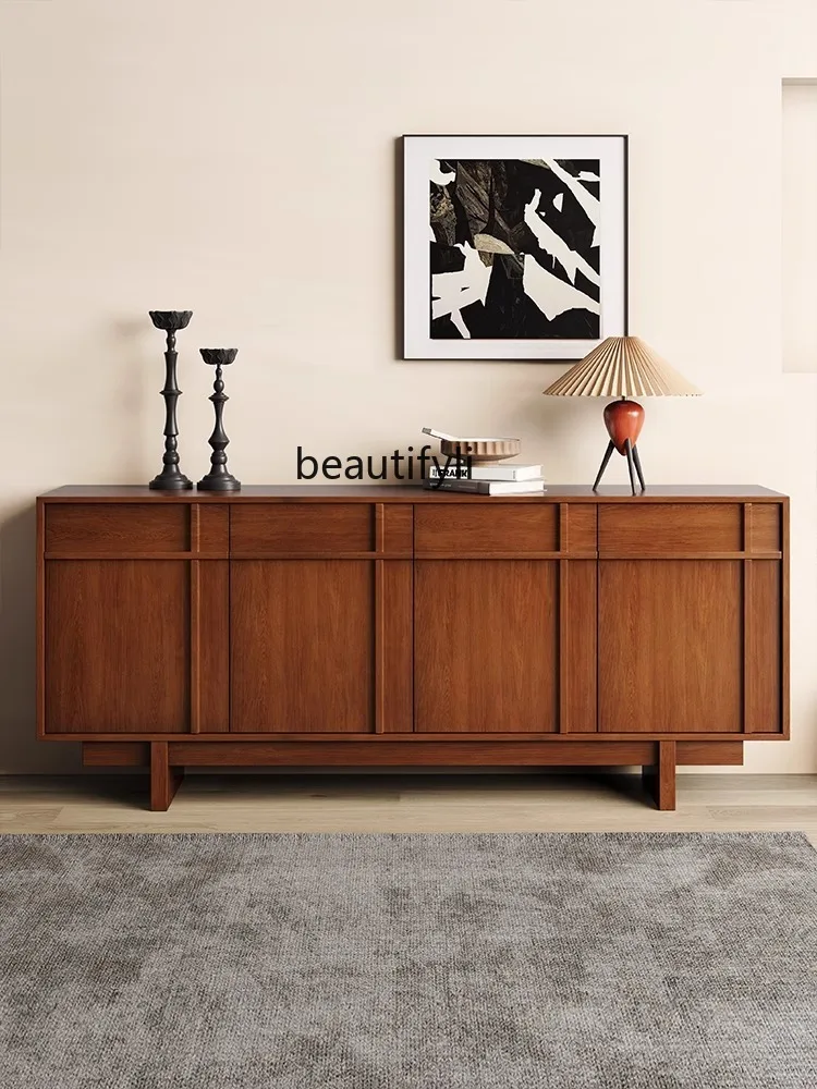 

Sideboard Cabinet Red Oak Solid Wood Locker Mid-Ancient Storage Cabinet French Wall Living Room Retro