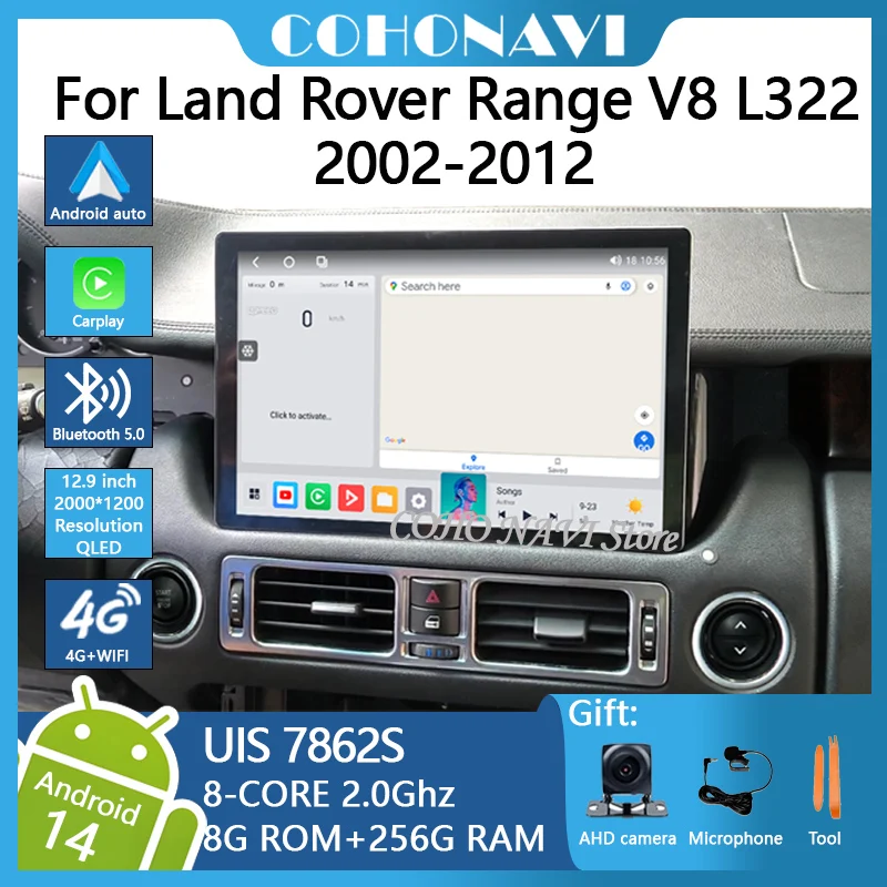 12.9inch For Land Rover Range V8 L322 2002-2012 Car Multimedia Video Player Radio Gps Navigation Android14 8-core 8+256GB