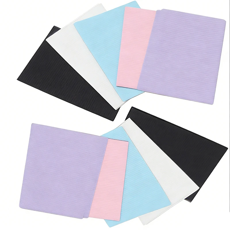 125PcDental Materials Disposable Tie-Free Scarf Coated Aesthetic Protection Film Oral Thickened Colored Drape Dental Consumables
