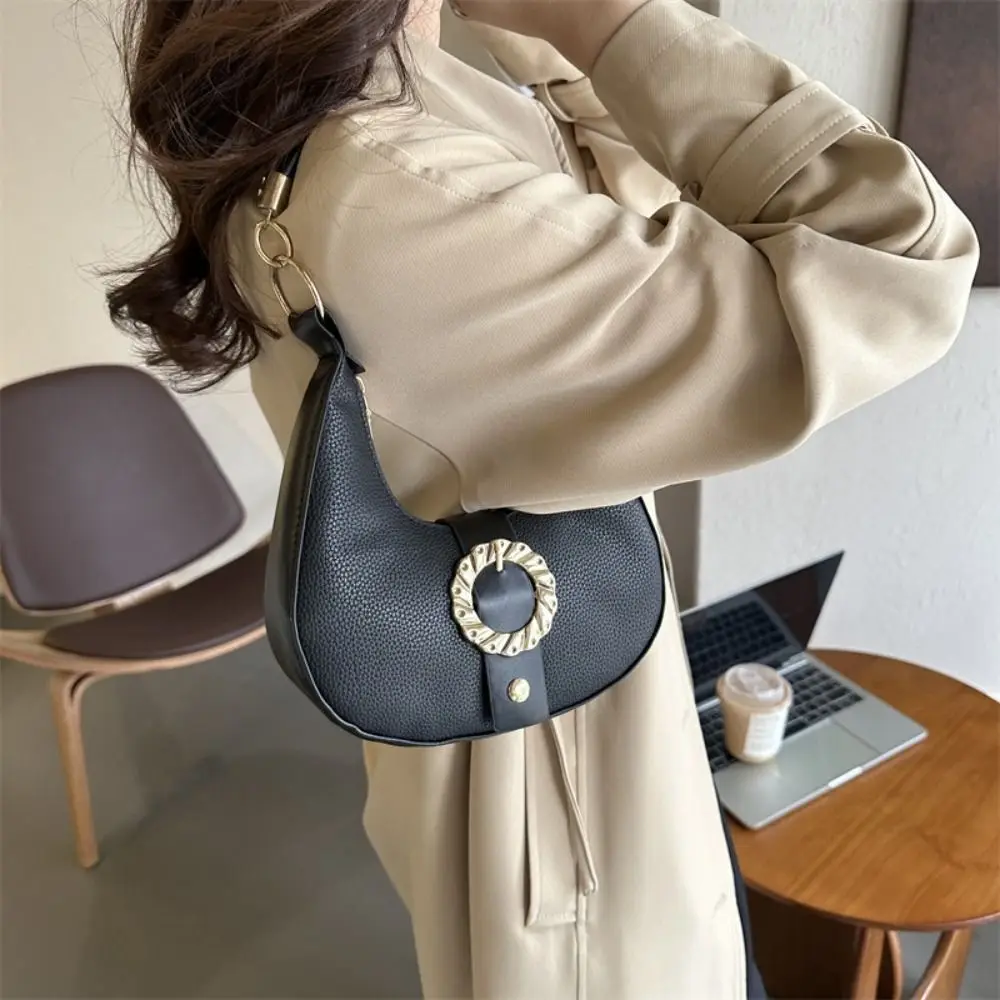 

Большая вместительная сумка-хобо с металлической пряжкой, универсальная простая сумка на плечо, сумка для сообщений, квадратная большая сумка в корейском стиле, дорожная сумка