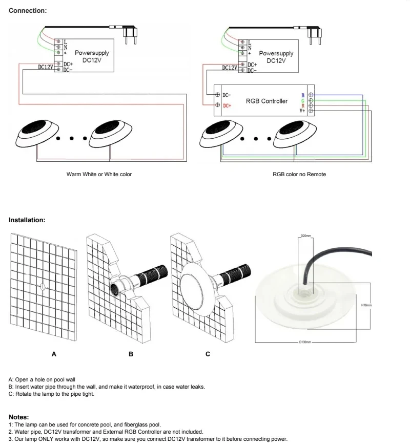 12W RGB LED Pool Light DC12V Bluetooth APP Control Outdoor/Indoor Underwater Scenes,Fountains,Landscapes-Piscina Luz Spotlights