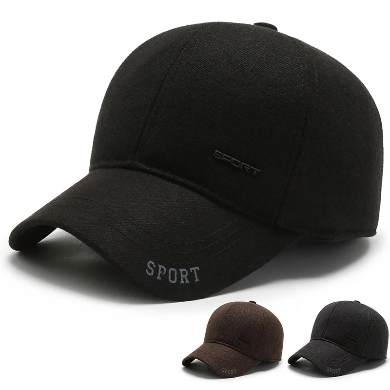 

Autumn Winter Versatile Ear Protection Dad Caps Men Outdoor Hat Grandpa Fleece Thick Warm Casual Dad Hat