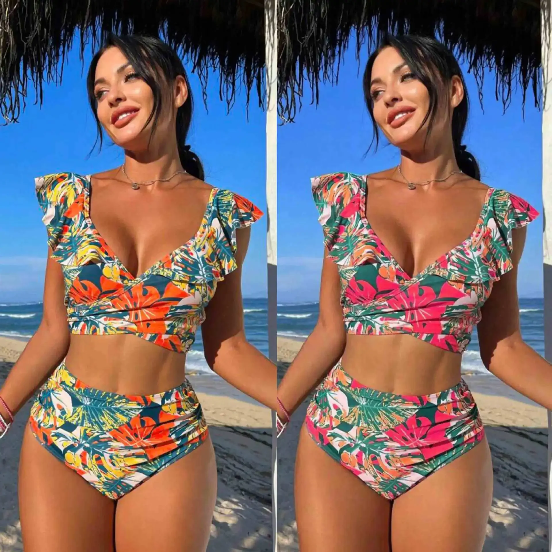 

New Swimsuit Female Sexy Print Fashion Tight Bikini Flash Beach Swimsuit