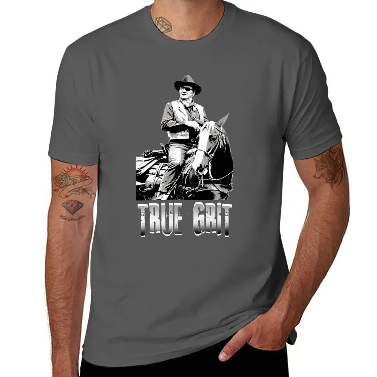 

Футболка с надписью true grit, мужская одежда большого размера