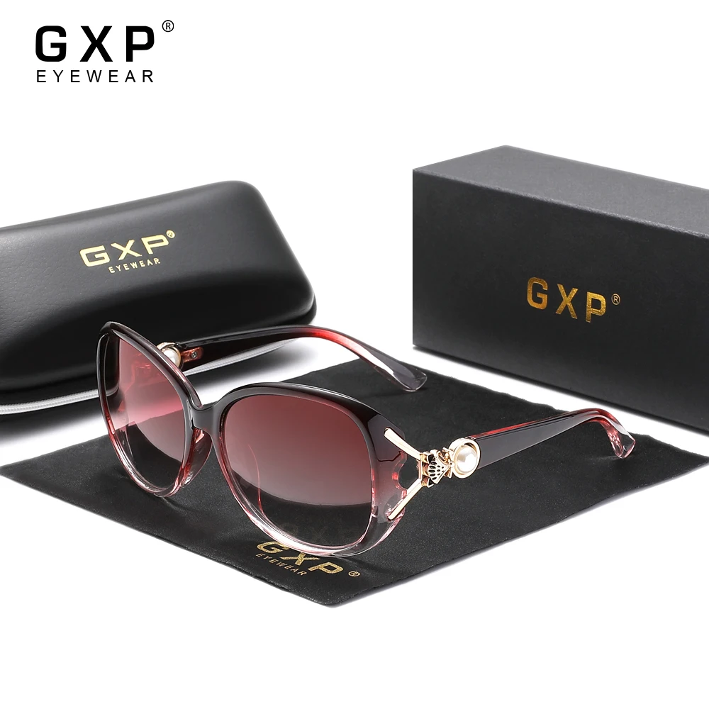 GXP Classical Fashion Ladies Sunglasses UV400 Polarized Women Round Glasses Gradient Lens Large Frame Driving Travel Eyeglasses