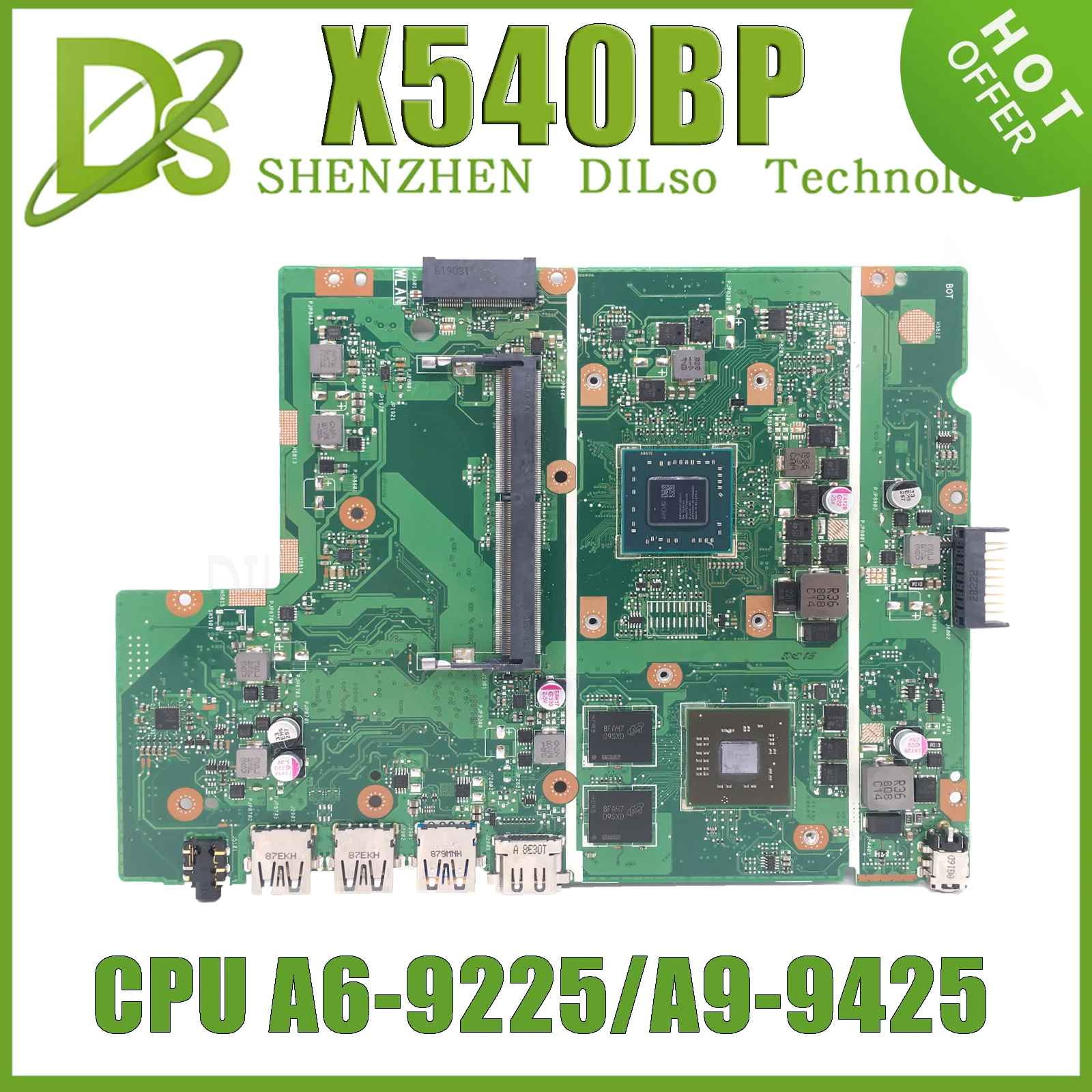 KEFU X540BP Notebook Mainboard For ASUS X540B A540 X540BA Laptop Motherboard With AMD A6-9225 A9-9425 CPU 100% test OK