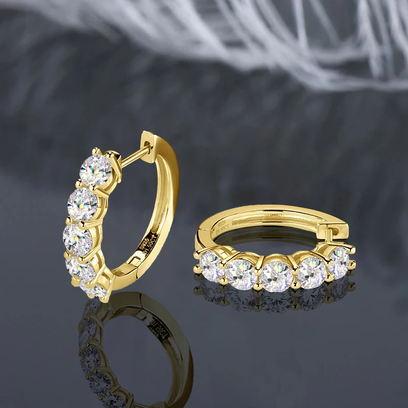 

IOGOU Sparkling All Moissanite Hoop Earrings For Women Men Real 925 Sterling Silver Classic Mini Hoops Certified Jewelry Gifts
