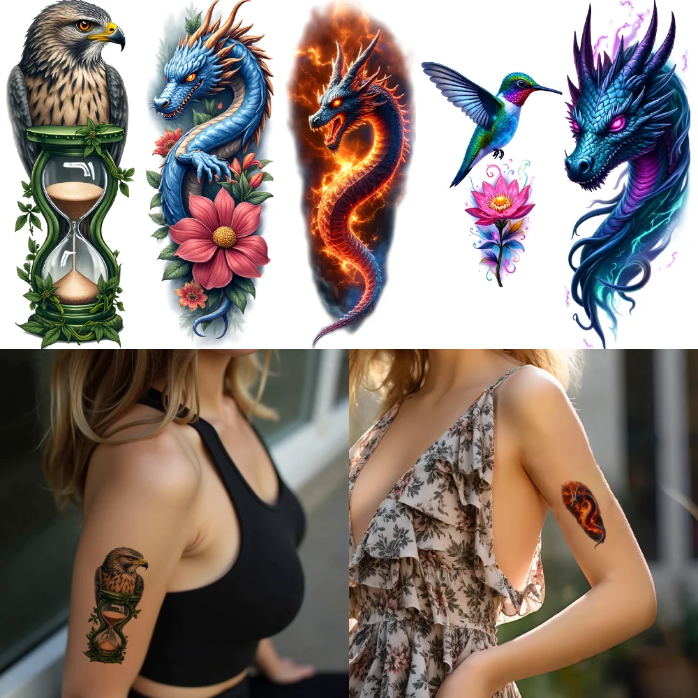 

12pcs Temporary Tattoo Fantasy Creatures Waterproof Long-lasting Body Stickers Tattoo Designs Realistic Temporary Tattoos For