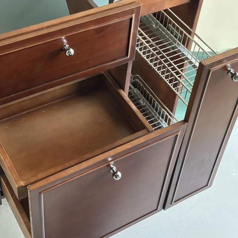 French retro ceramic basin, basin, bathroom cabinet, combined storage, drawer cabinet, pull basket, simple lines
