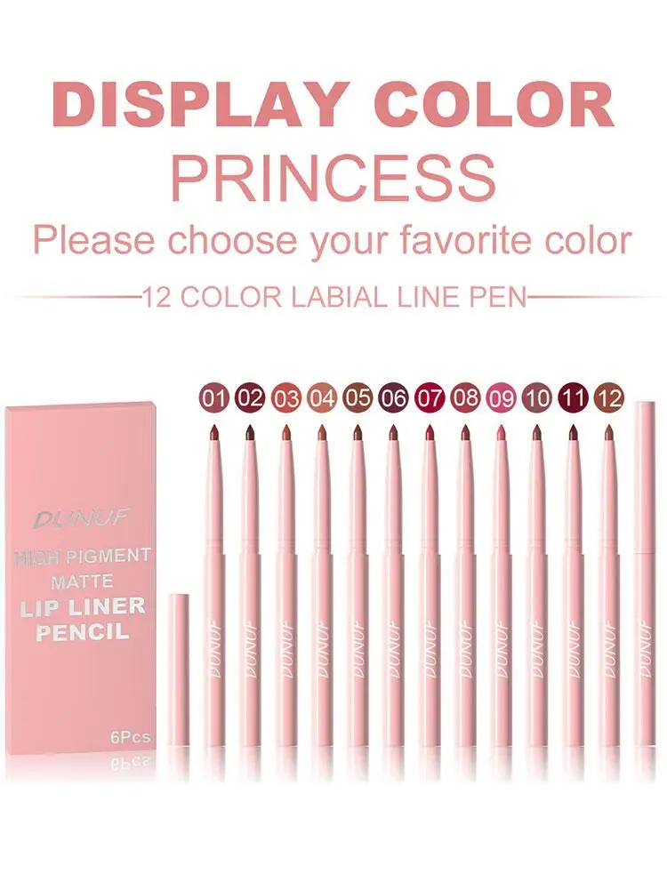 2025 ใหม่ 6Pcs Velvet Lip Liner Set,Ultra-Pigmented Matte ดินสอ, กันน้ํา Smudge-Proof สําหรับ Lip Blushing,Pro ชุดแต่งหน้า