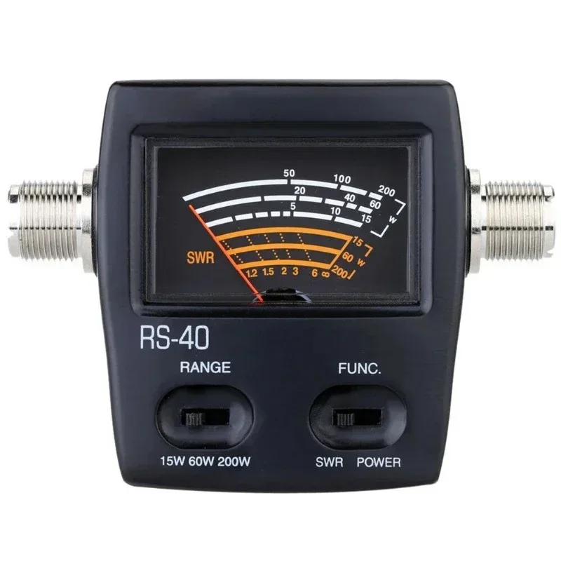 RS40 Power SWR Meter For HAM Mobile Radio  144/430MHz Measurable Up To 200W Power Range Connector Walkie Talkie Accessory