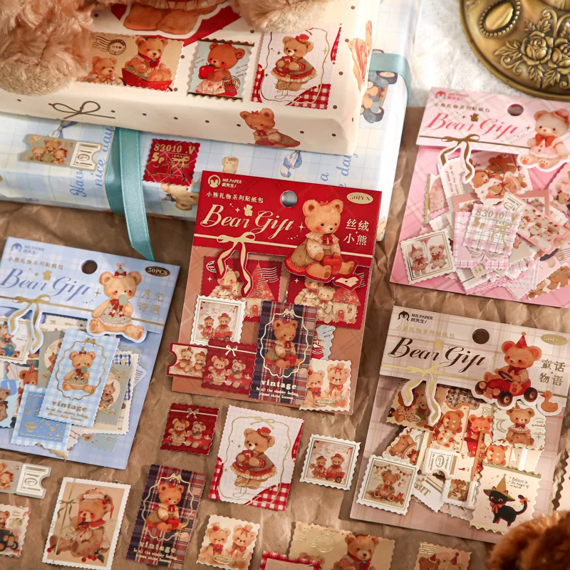 30 Stück/1 Los Kawaii Briefpapieraufkleber Kleiner Bär Geschenk Dekorative Handyaufkleber Scrapbooking