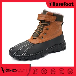 PINGKEE VENOCON Winter Barefoot Leather Woman Casual Wide Toebox Nose Shoes Men Women Snow Boots Sneakers With Fur Footwear Man