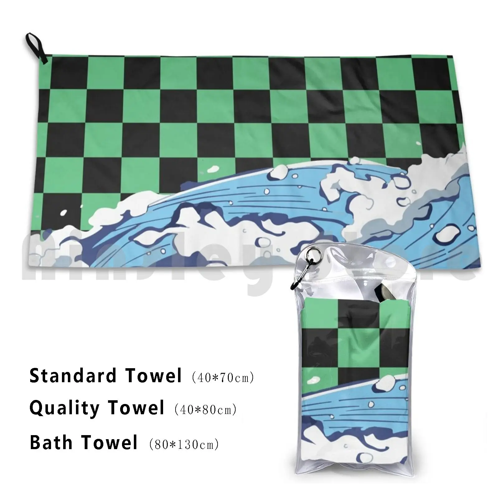 Tanjiro Shirt Pattern Waves Bath Towel Beach Cushion Anime Tanjiro Kimetsu No Yaiba