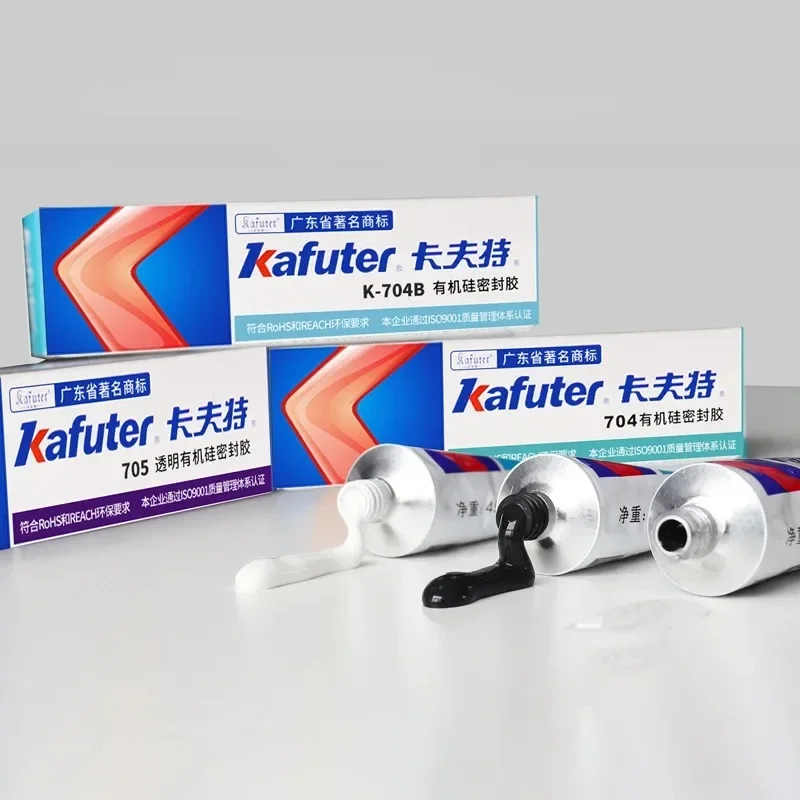 Kafuter Silicone Industrial Glue Diy Panel Glue High Qual K-704 704B RTV Silicone Rubber Black/Transparent Insulation Glue Tool