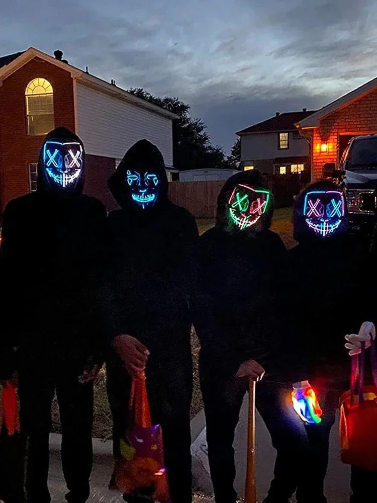 Halloween Maskers Draadloze Bar Muziek Festival Neon Zuiveringsmasker Carnaval Party Props Glow in The Dark Cosplay Kostuum Supply