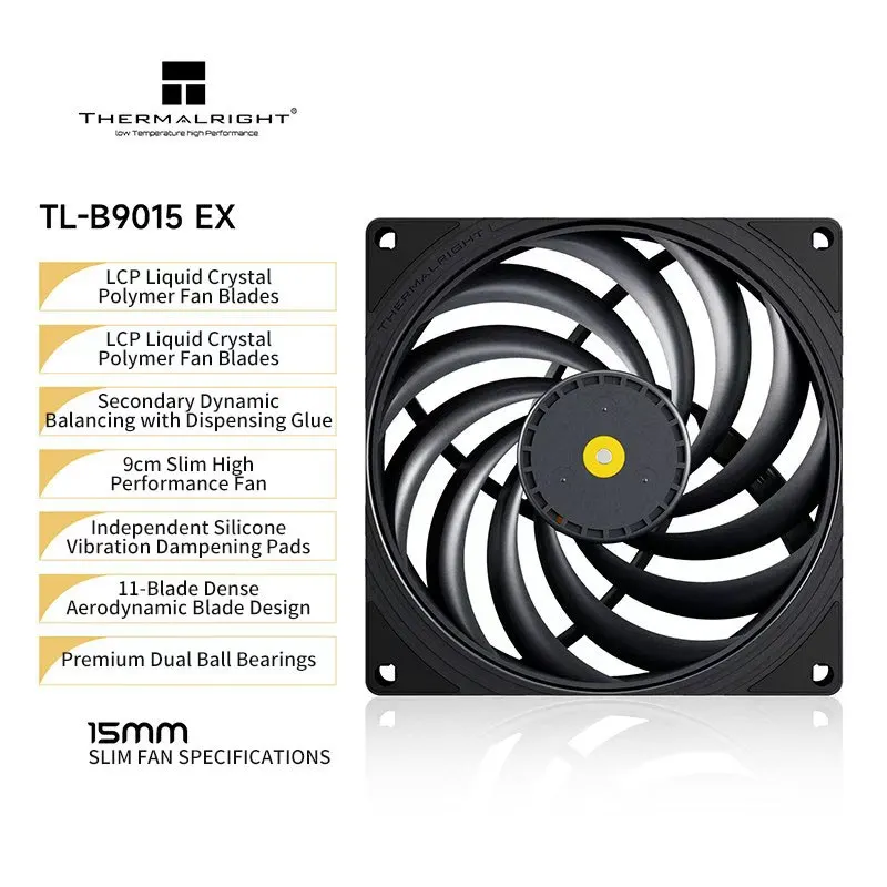 Thermalright TL-B9015 EX 92mm LCP Ultra-Thin Fan with Dual Ball Bearings Dots Glue Noise Reduction Ring Design chassis fans image 4