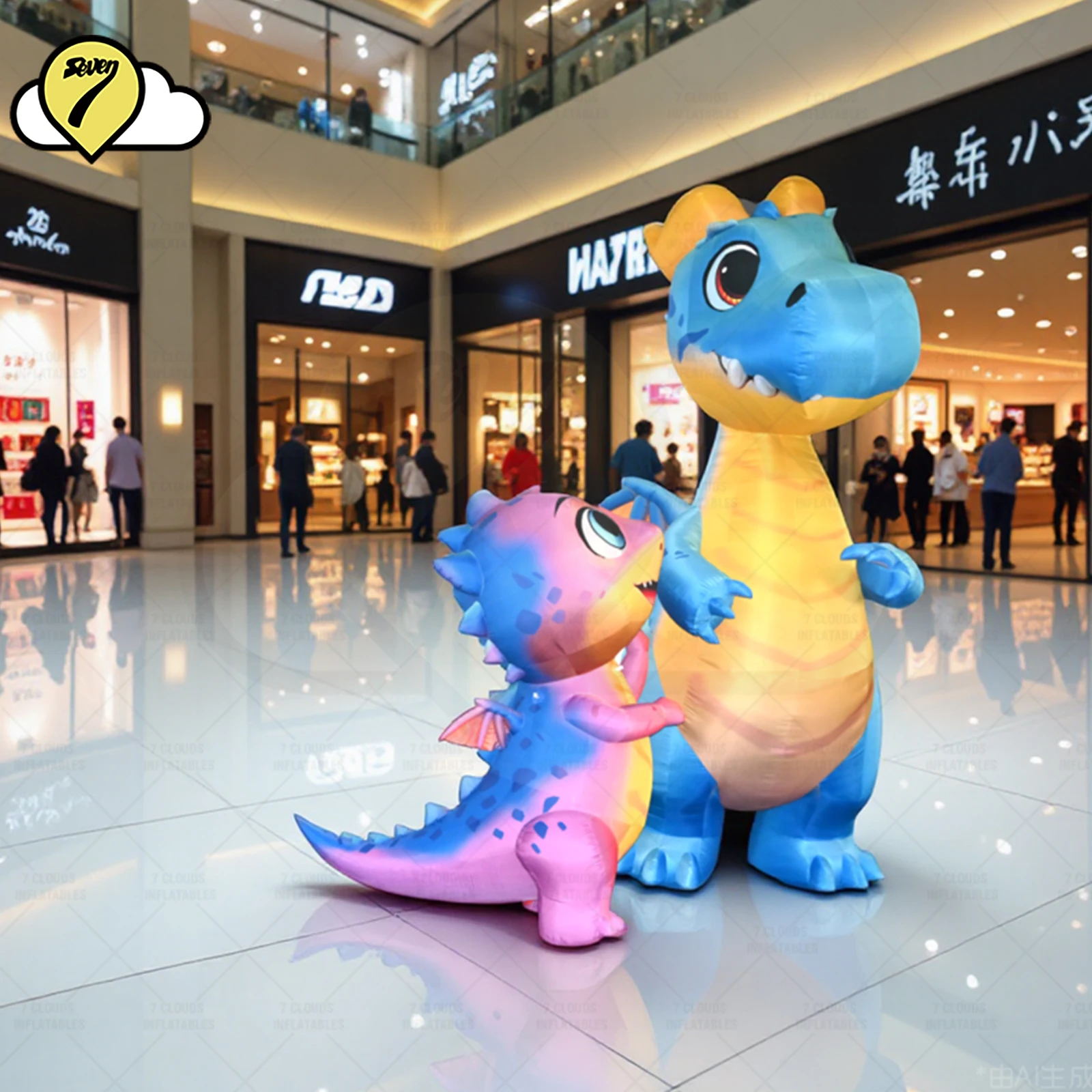 Customized Giant 20FT Cartoon Inflatable Balloon Dinosaur Inflatable Dragon With Blower For Advertising Mall Decoration