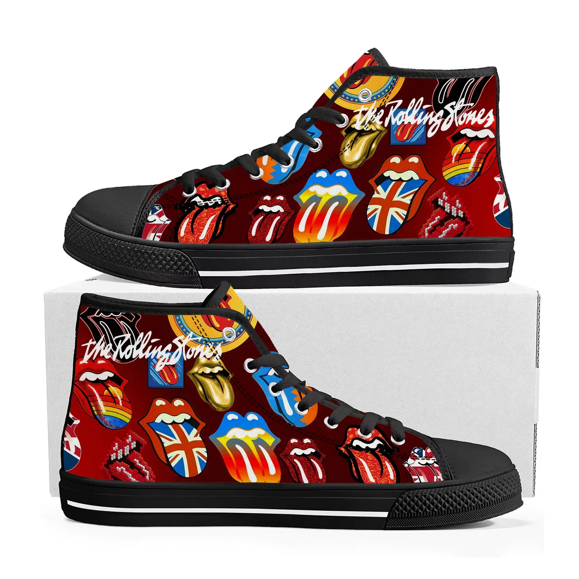 Rockband De Roll Steen Hoge Top Sneakers Heren Dames Tiener Hoge Kwaliteit Canvas Sneaker Casual Paar Schoenen Aangepaste Schoen