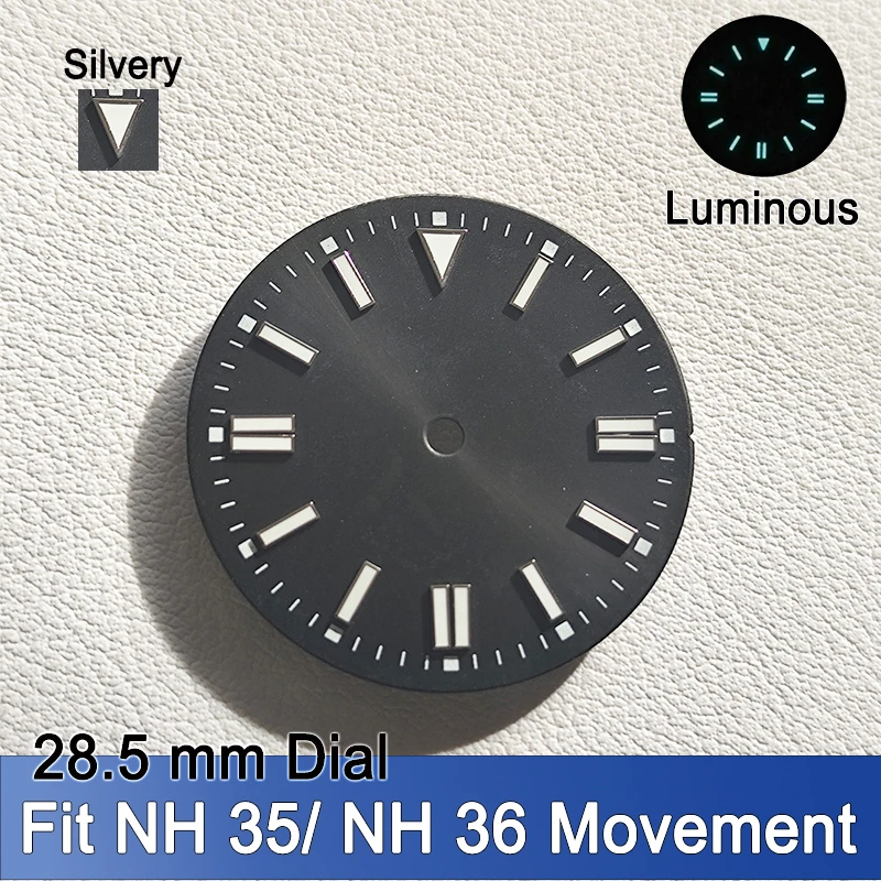 28.5mm Dials Fit For NH35 Movement BGW9 Blue Luminous Calendar Oyster Watch Perpetual Modified Dial Replacement  Accessory Parts