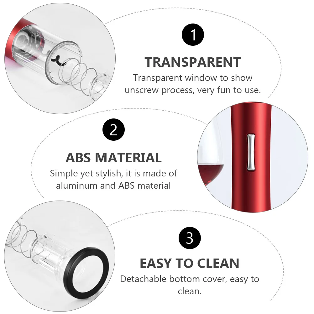 

Electric Wine Opener Aluminum Abs Portable Bottle Opening Tool Transparent Window Cd Pattern Cover Kitchen Bar
