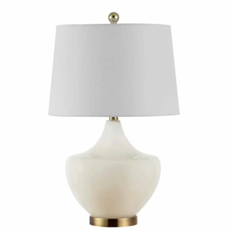 

Lighting Collection Demra White 25-inch Bedroom Living Room Home Office Desk Nightstand Table Lamp LED Bulb Included
