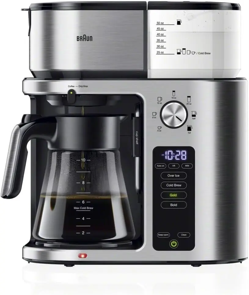 Plus 10- Cup Pod Free Drip Coffee Maker, 7 Brew Sizes/Hot & Cold Brew, Stainless steel KF9270SI