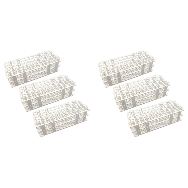 6 Pcs Plastic Test Tube Holders, 60 Holes, For 16 Mm Test Tubes, White, Detachable Lab Test Tube Rack Holder (60 Holes)