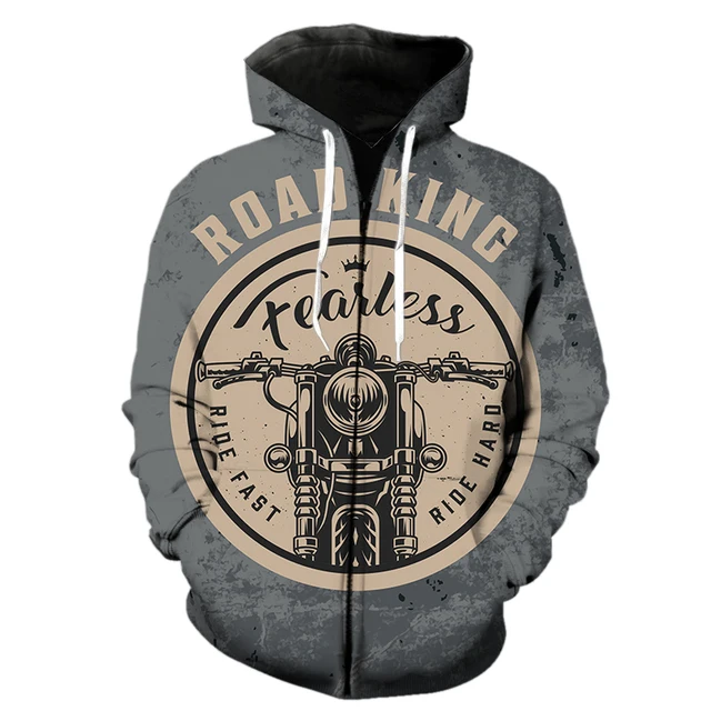 

Men's Clothing Motor Zipper Hoodie For Men Y2k Vintage Gym Hooded Man Sweatshirt 3D Print Pullover Fashion Hip hop Tops Clothes