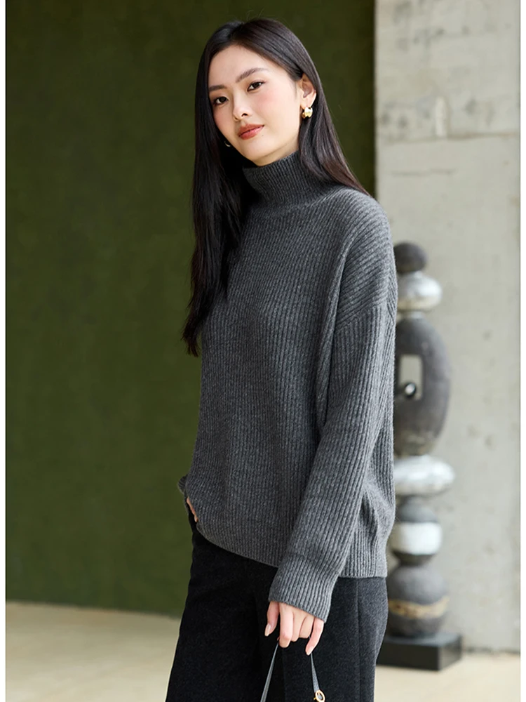 

Женский утепленный свитер Manman с высоким воротом, из двухслойной пряжи и шелка, теплый трикотаж, зимняя мода