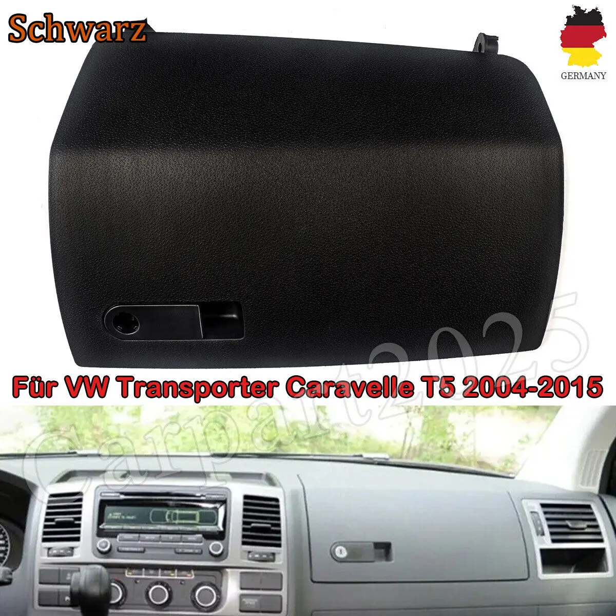 MAGICKIT 1Pcs Glove Box Cover Lid flap glove compartment cover for VW T5 7H black 2004-2015 7H1857121 CAR Accessories Black