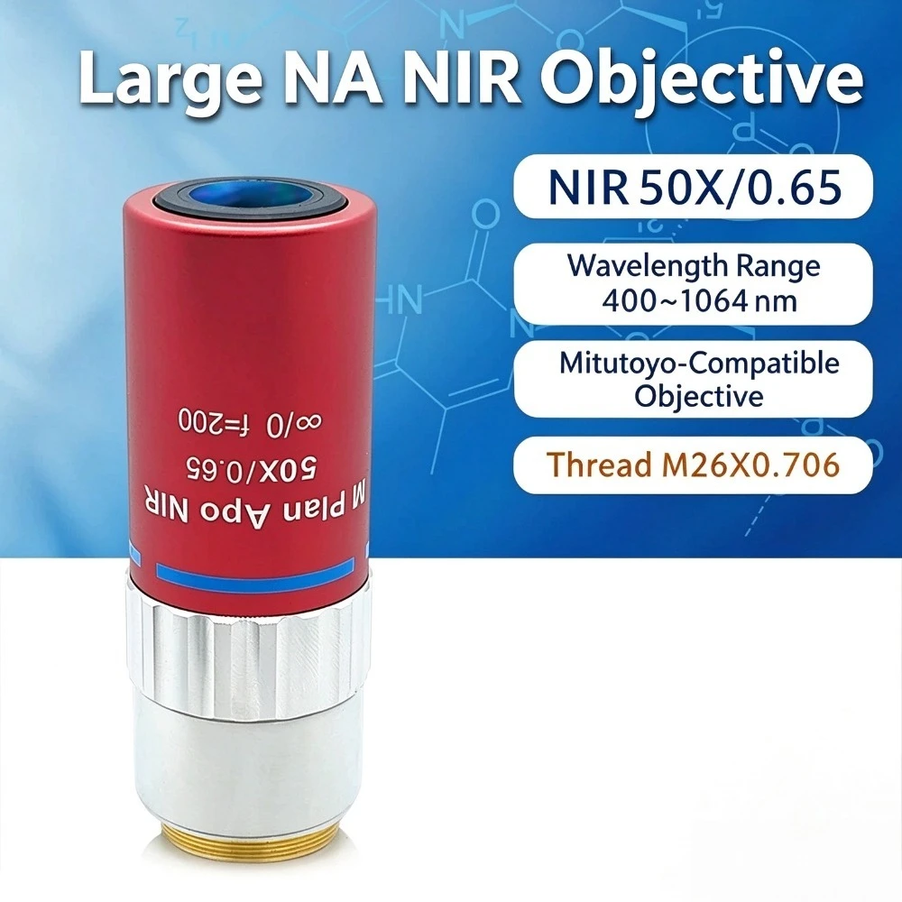 50X NA0.65 M Plan Apo NIR Extra Long Working Distance Near Infrared  Microscope Objective Lens Compate Mitutoyo M26 Thread