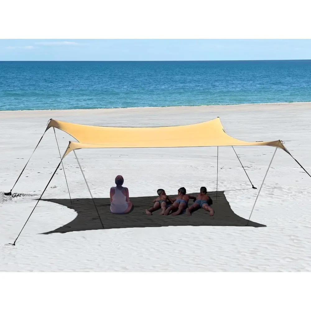 10×10ft UPF50+ Beach Tent Sun Shelter, Windproof Stable Outdoor Pop Up Beach Shade Canopy for Camping, 4 Pole,canopy