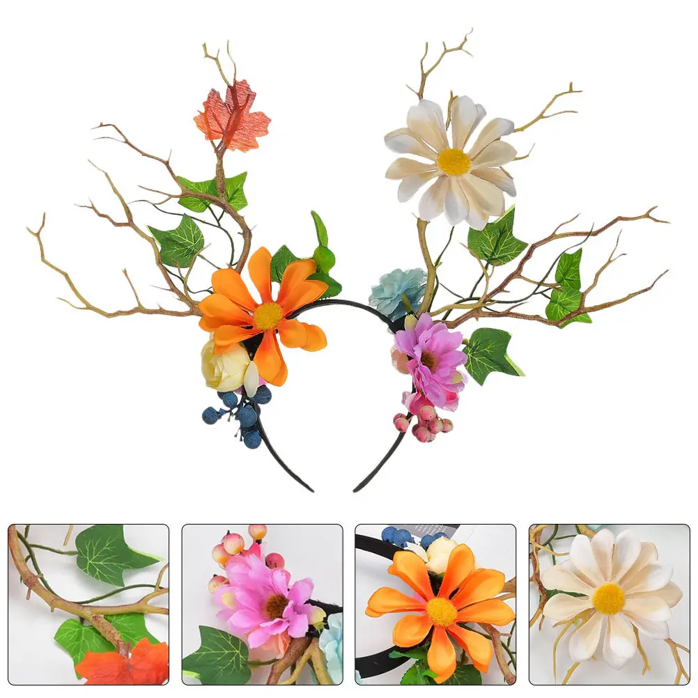 1Pcs Deer Antlers Hair Hoop Chic Elastic Headband for Festival Stage Performance Christmas Party Headdress Photography