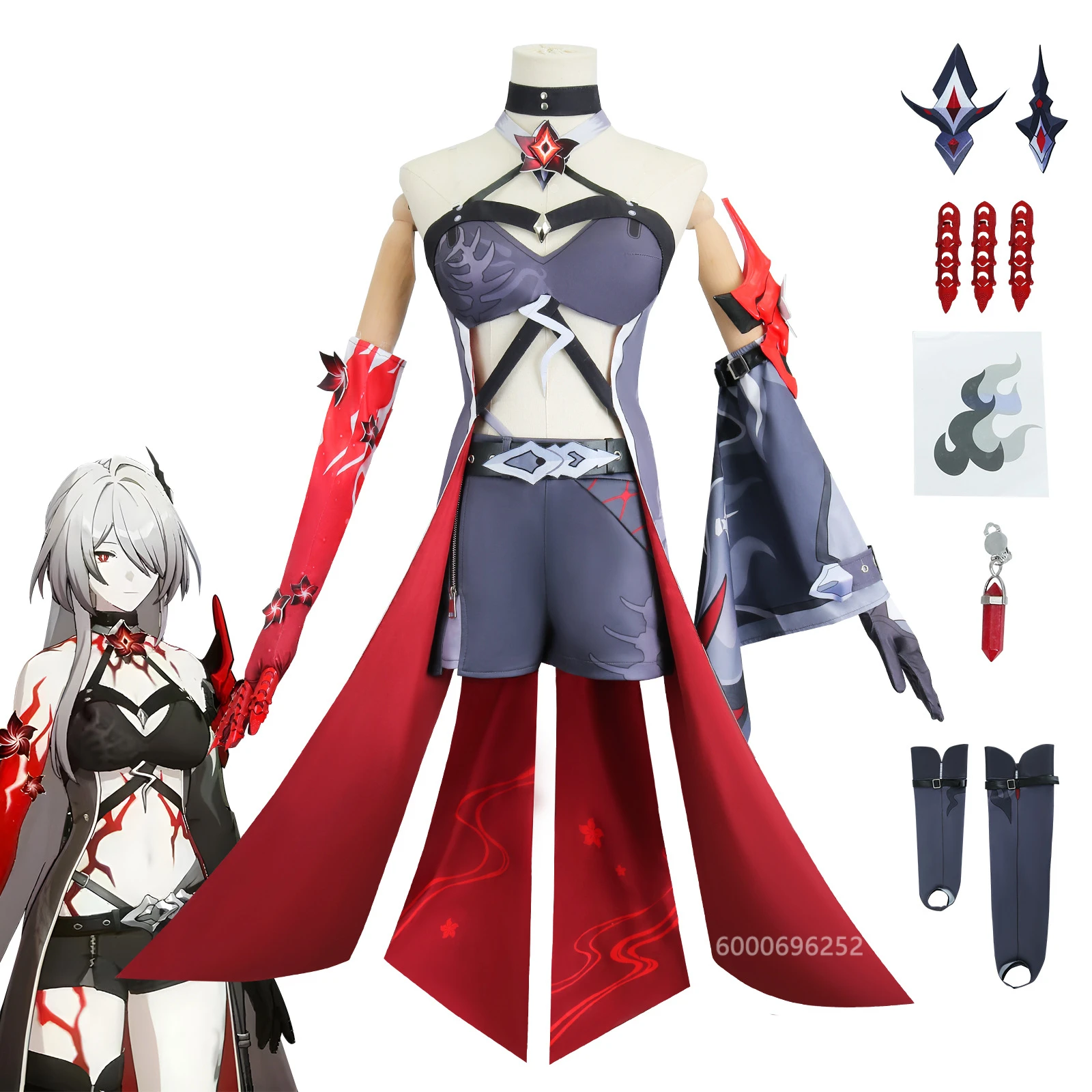 

Honkai Star Rail Red Acheron Galaxy Ranger Cosplay Outfit with Wig Accessories Raiden Bosenmori Mei Dress and Prop for Women