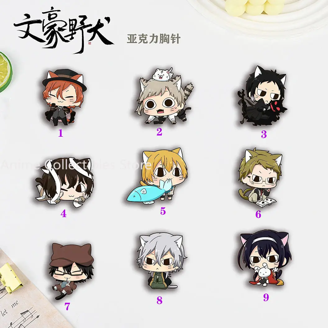 

Anime Dazai Osamu Nakajima Atsushi Edogawa Rampo Cosplay Badge Brooch Pin Pendant Clothes Decor Cosplay Gift