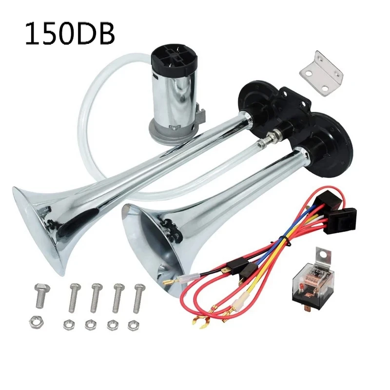 

12V Car Air Horn 150DB Super Loud Air Horn Kit for Truck Car Dual Trumpet with Compressor for Any 12V Vehicles Trucks Motorcycle