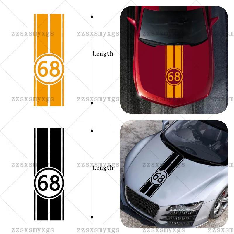 

Universal car Stickers engine hood modify decal 68 Number decorate the sports decal Design Vinyl Decal Car Accessories