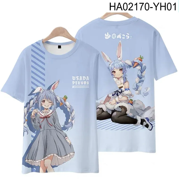 Vtuber Gebruikt Pekora 3d Print T-Shirt Zomer Mode Ronde Hals Korte Mouw Populaire Japanse Streetwear 2024