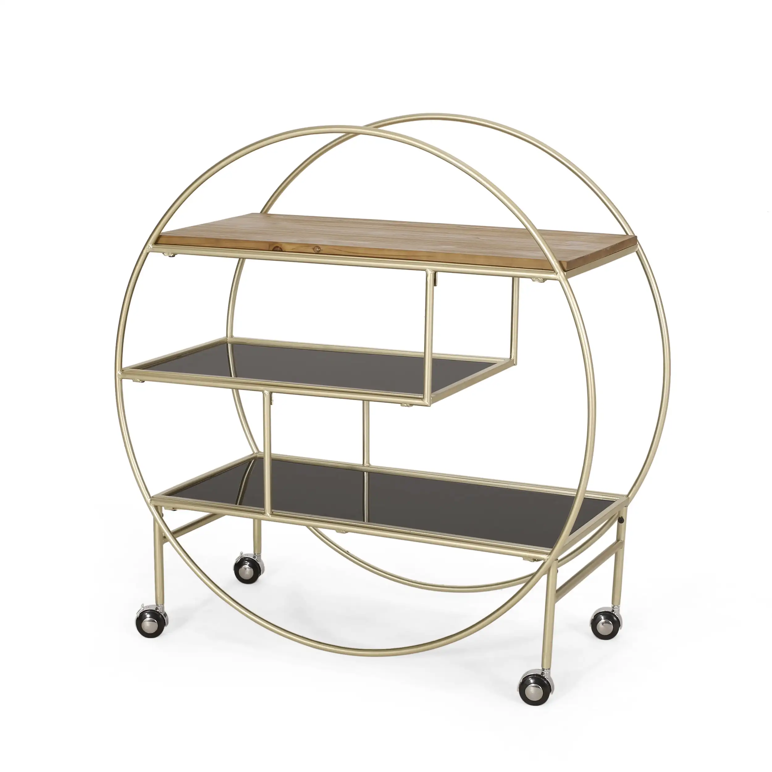 

Noble House Mauhaut 3 Shelf Circular Bookcase, Gold