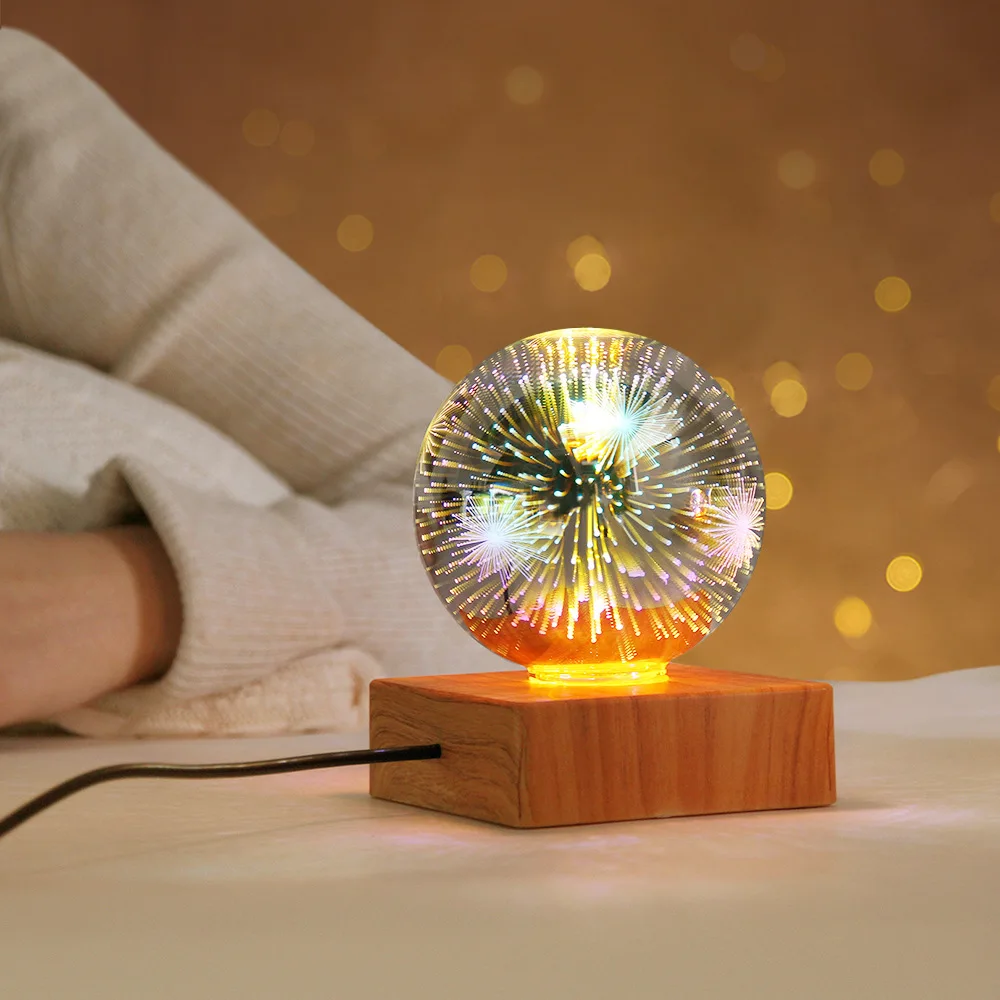 USB 3D Firework Crystals Ball Night Light  Plug In Romantic Star LED Night Light Christmas Lights Christmas Home Decorations