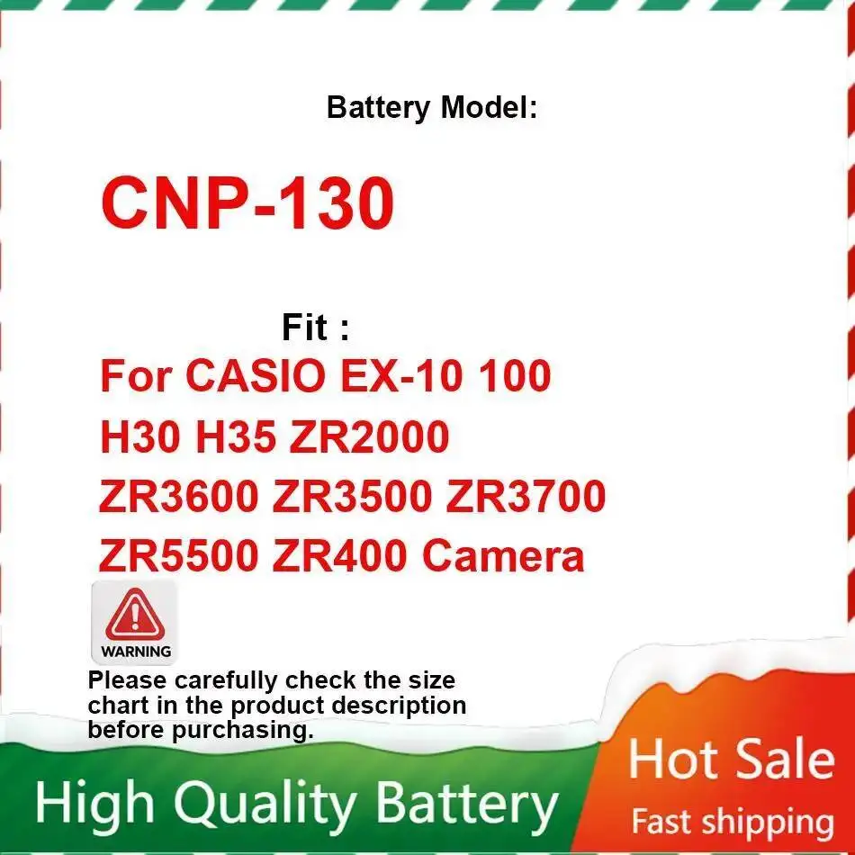

Аккумулятор для камеры Cnp-130 2000 мАч для Casio EX-10 100 H30 H35 ZR2000 ZR3600 ZR3500 ZR3700 ZR5500 ZR400