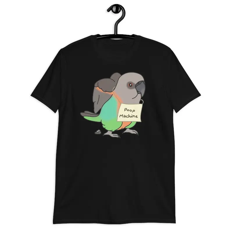 Poop Machine Red Bellied Parrot T-Shirt, Cute Parrot Owner Tee, Funny Bird Lover Apparel, Birb Memes Clothes, Birb Merch