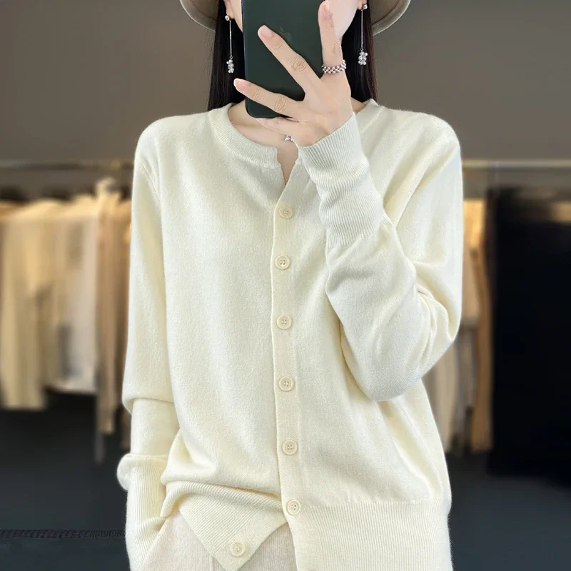 

Zjaiss Women's Long Sleeve O-Neck Loose Sweater 2025 New Knitted Cardigan Korean Style Autumn Winter Sweater Casual Tops