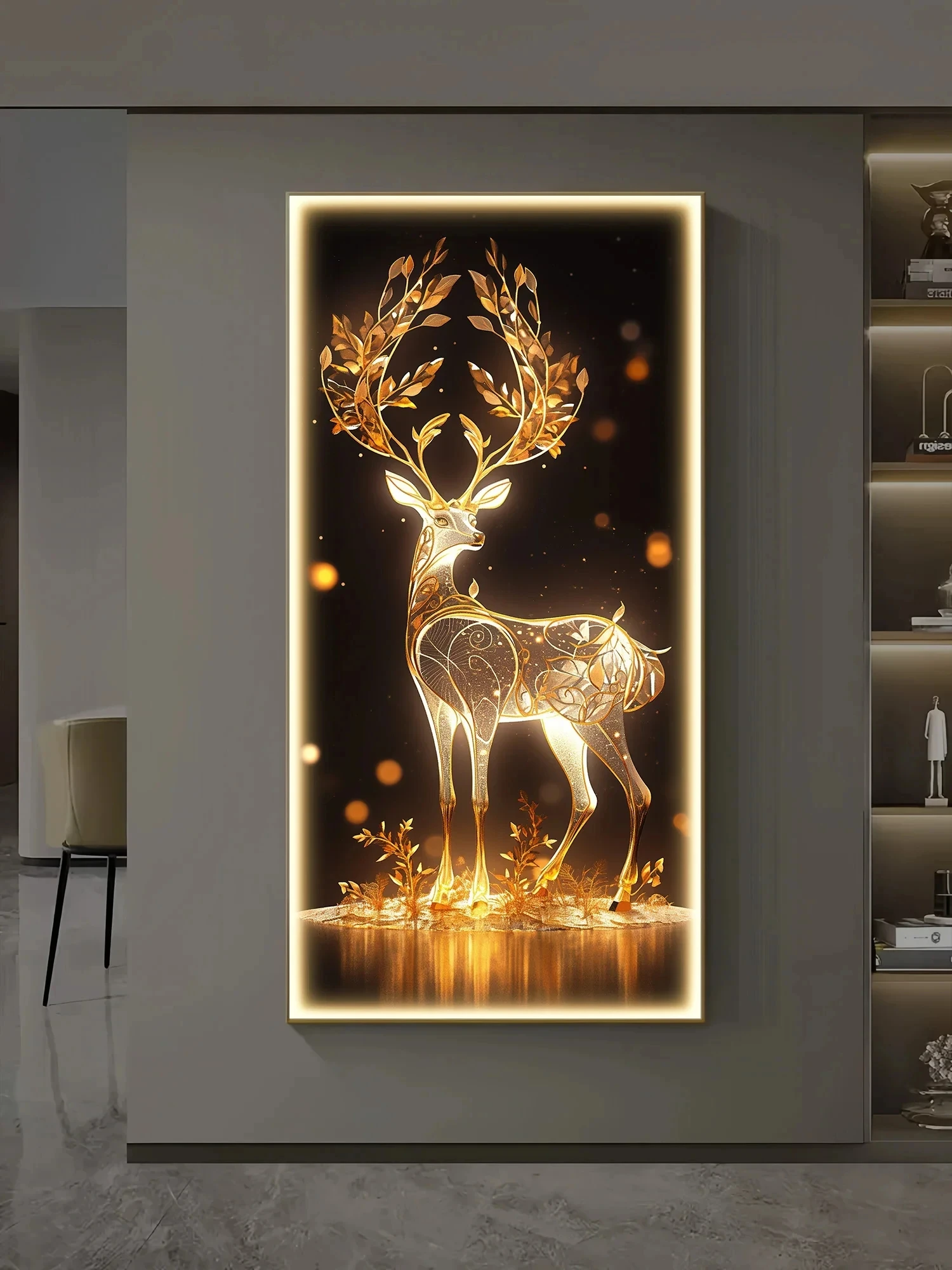 Deer patterned crystal porcelain mural, hallway, living room, dining room, hotel wall lights GN780TB