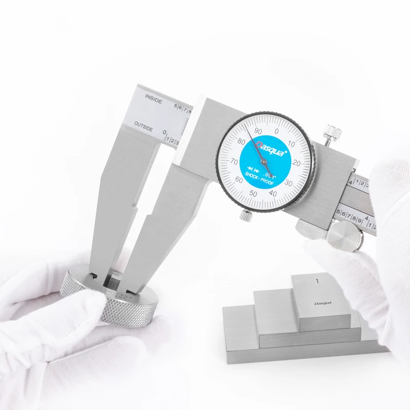 DASQUA Hot Sale Stainless Steel Heavy Dial Vernier Caliper 4 Usages Shock-proof Gearing